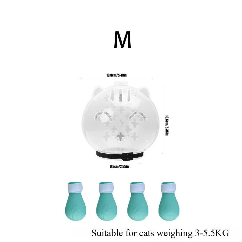 1 Conjunto de Capuz Protetor para Gatos, Acessório de Higiene para Animais de Estimação, Anti-Mordida, Anti-Lambida, Respirável, com 4 Protetores de Patas de Silicone