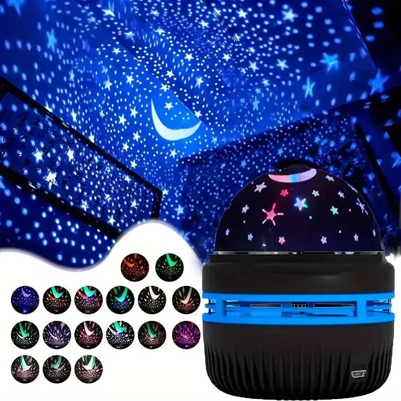 Led céu estrelado luzes da noite usb lâmpada do projetor bola mágica lua estrela luzes de natal casa sala atmosfera decorações