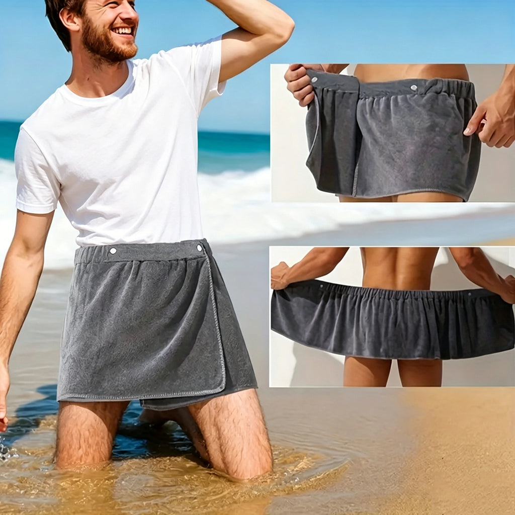 1 Peça de Toalha de Banho Masculina Macia e Vestível, Toalha Envolvente de Cor Sólida, Toalha de Praia, Toalha de Acampamento, Acessórios de Banho para Casa de Banho