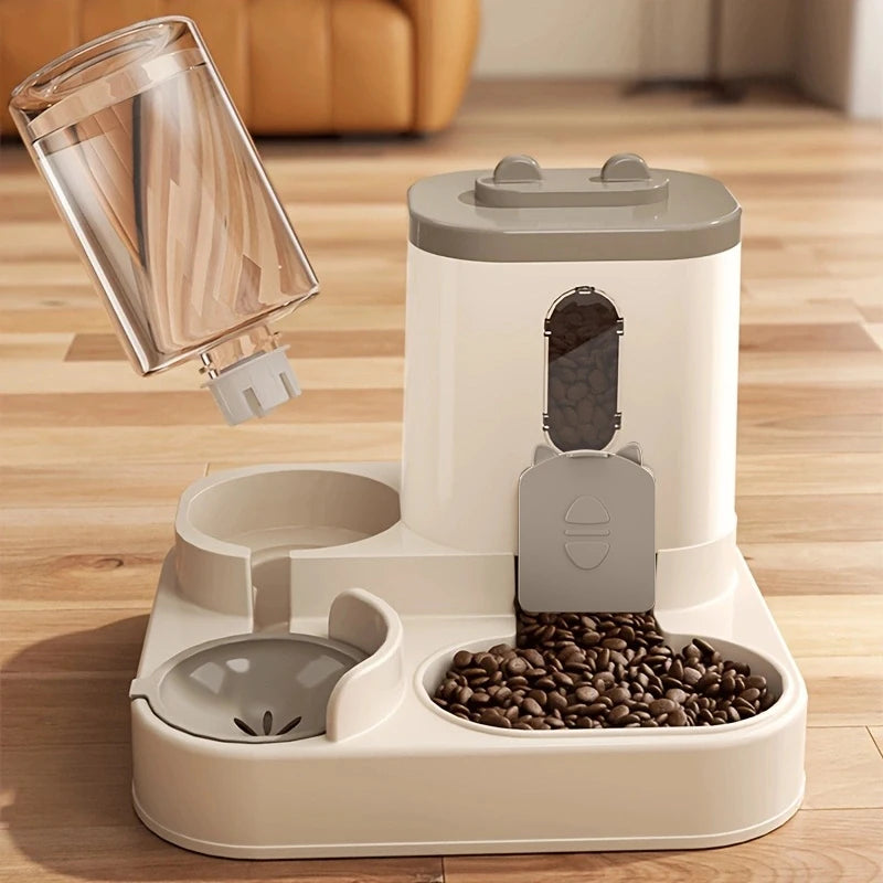 Comedouro de Grande Capacidade para Animais de Estimação com Dispensador Automático de Água Integrado, Tigela para Gatos, Tigela para Cães, Suprimentos para Animais de Estimação