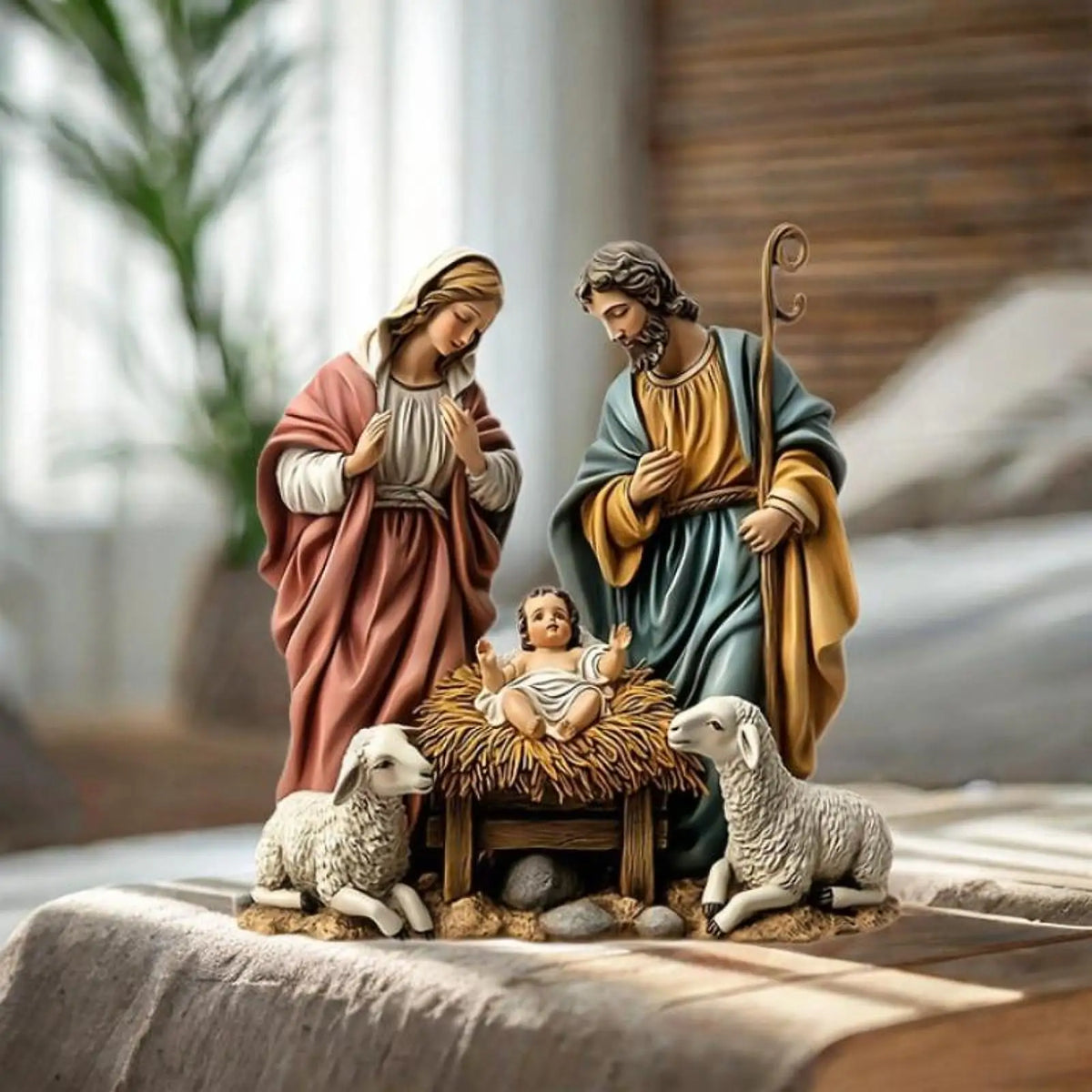 Estatueta de presépio de natal, decoração de natal, família sagrada, miniaturas, estátua para presente de aniversário, decoração interna, prateleira