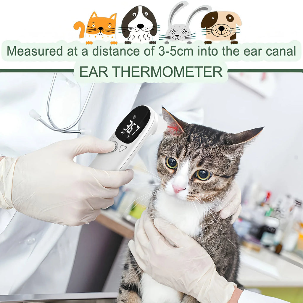 Termômetro Digital para Orelhas de Animais de Estimação, Dispositivo Eletrônico de Medição de Temperatura Sem Contato para Cães, Gatos e Filhotes, Suprimentos Veterinários