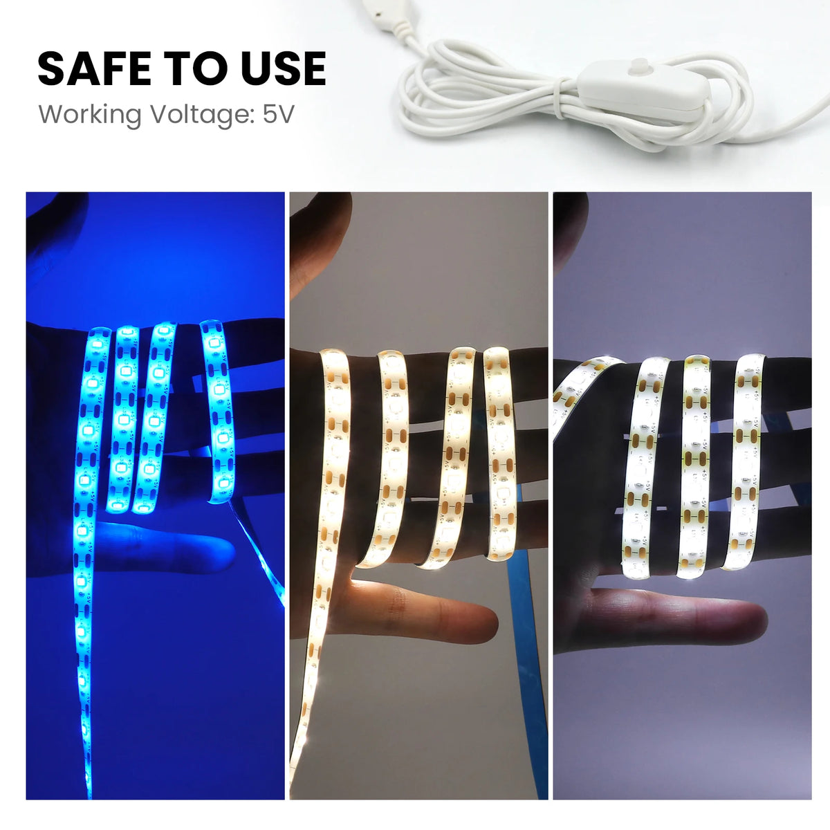 5v 2835 luz de tira led usb 60leds/m fita flexível led com interruptor branco quente à prova dwaterproof água luzes led para decoração do quarto