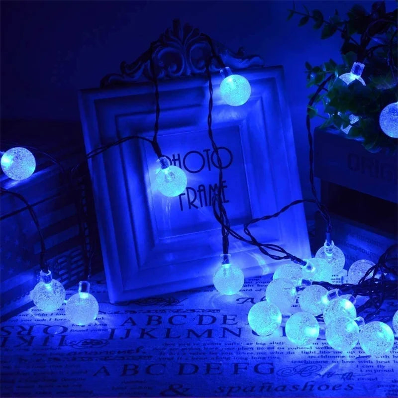 Impermeável Solar String Lights, 200 LED, Crystal Globe, Festão, Fada Luz, Jardim, Natal, Decoração ao ar livre
