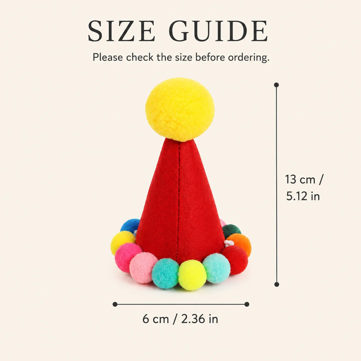 Chapéu de Aniversário para Animais de Estimação, para Gatos e Cães Pequenos, Boné de Feltro Ajustável em Forma de Cone, Fantasia Colorida com Pom Pom, Acessório para Fotos e Celebrações