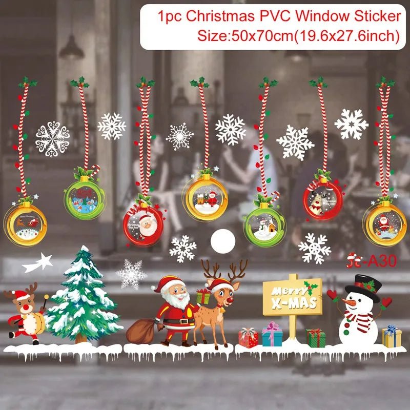 Adesivo de janela de natal, decorações de feliz natal para casa 2024, ornamento de natal, presentes de natal, ano novo 2025