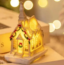 Enfeite de Natal em Resina, Casa em Miniatura, Decoração de Mesa, Figurinha de Aldeia Natalina, Decoração de Mesa para Casa de Férias, Presente de Natal