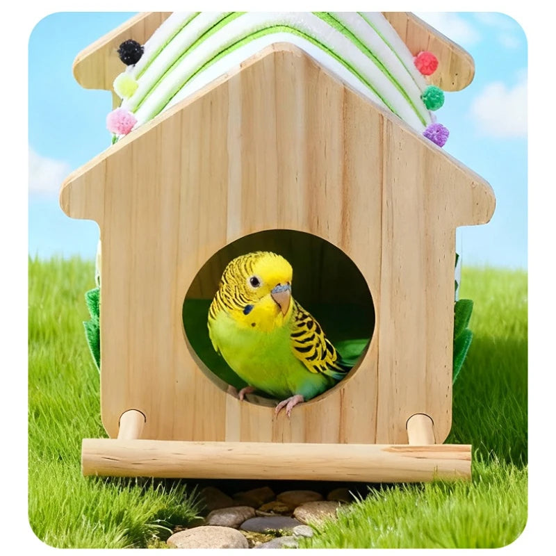 Inverno animal de estimação colorido feltro madeira periquito ninho caixa pássaro casa reprodução nidificação gaiola caixa para lovebirds cockatiel papagaio