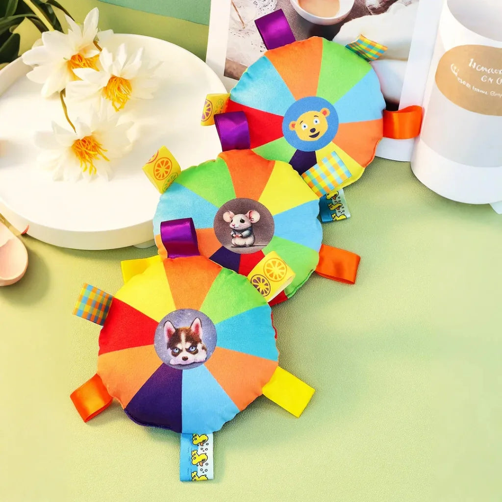 Brinquedos coloridos e sonoros em forma de disco voador, feitos de pelúcia, resistentes a mordidas, ideais para cães e gatos, para brincar, treinar e estimular a dentição.