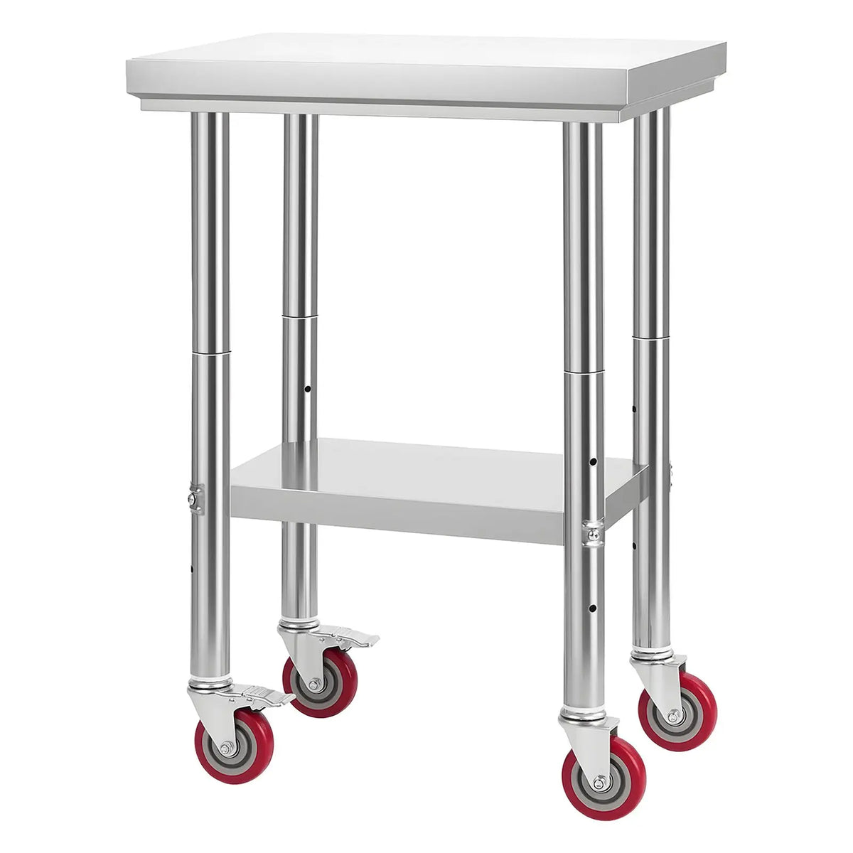 24 X 18 Inches Stainless Steel Kitchen Prep Table Adjustable Workstation Undershelf Wheels Food Prep Kitchen Islands Carts
