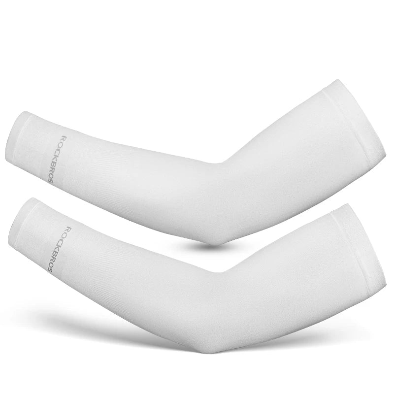 ROCKBROS Summer Breathable Ice Silk Bicycle Sleeves Sun UV Protection Cycling Arm Sleeves Outdoor Sports Running MTB Road Bike Sleeves