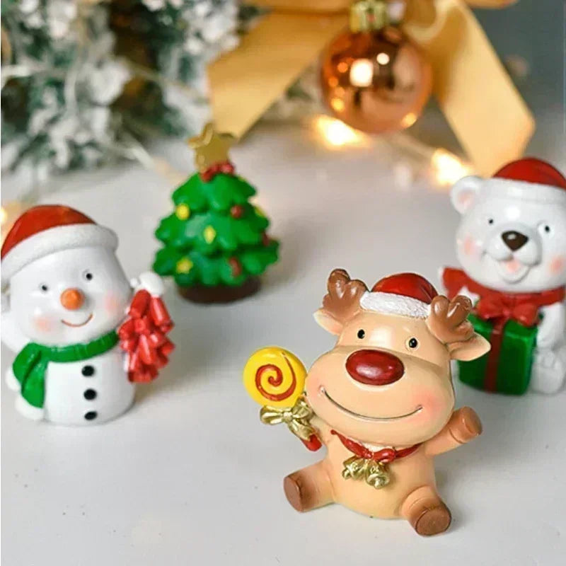 Série de natal artesanato resina animal festa criativa mini árvore de natal velha menina crianças bonito presente decoração para casa suprimentos decoração