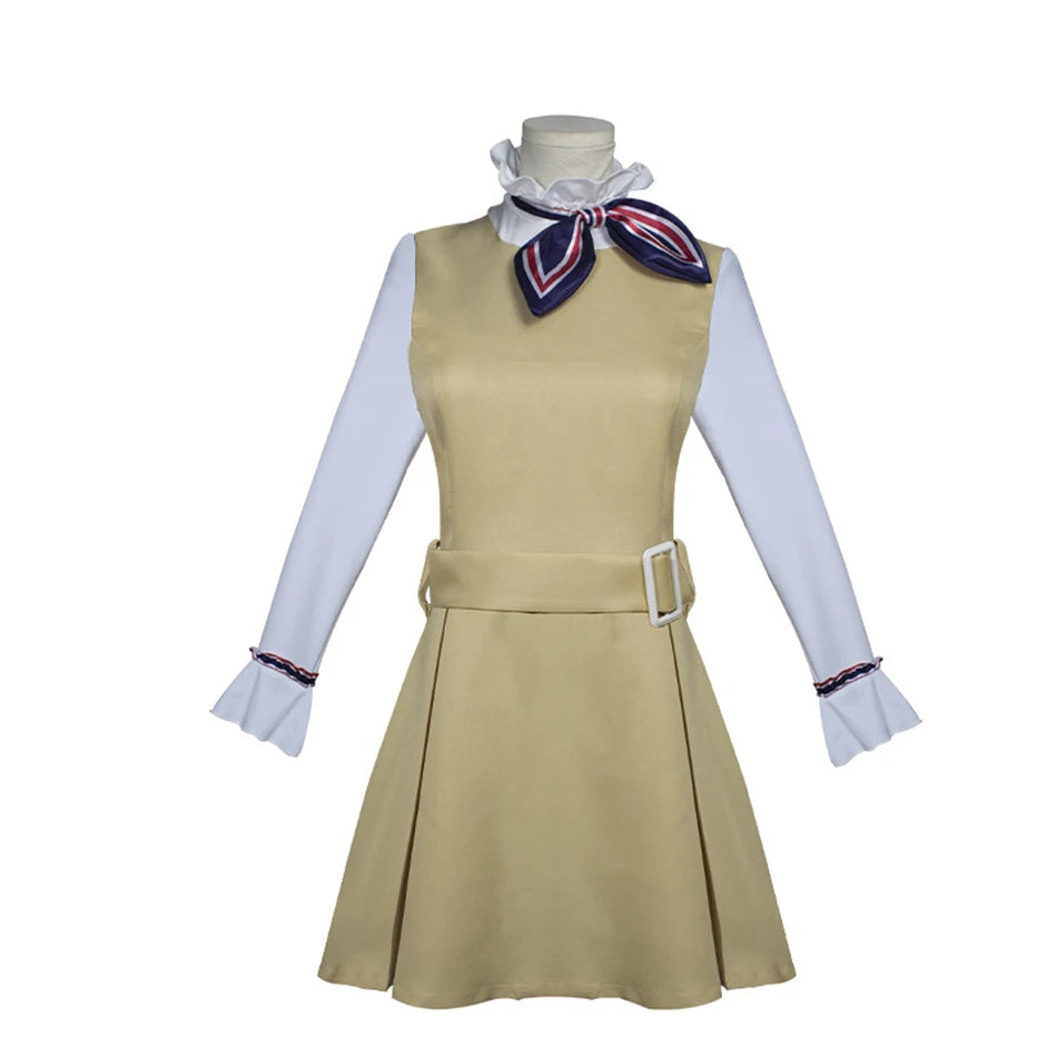 Fantasia megan para meninas, vestido de boneca amarelo com cinto de laço, boneca de terror, roupa de cosplay de halloween, vestido de festa chique