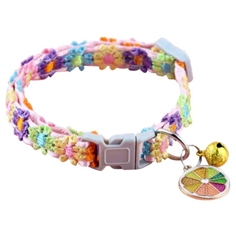 Coleira para Animais de Estimação com Sino, Estampa de Patas Colorida, Ajustável, para Cães, Filhotes e Gatos, Acessório de Segurança com Sino, Colar para Pets