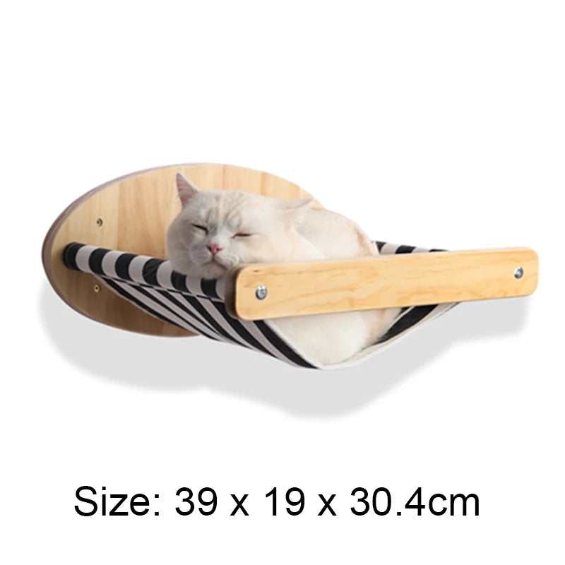 1pcCat Coçar Escalada Post Wall-montado Cat Hammock Bed Pet Móveis Kitten Wall Shelf Set Cat Perch Madeira Cat Tree House