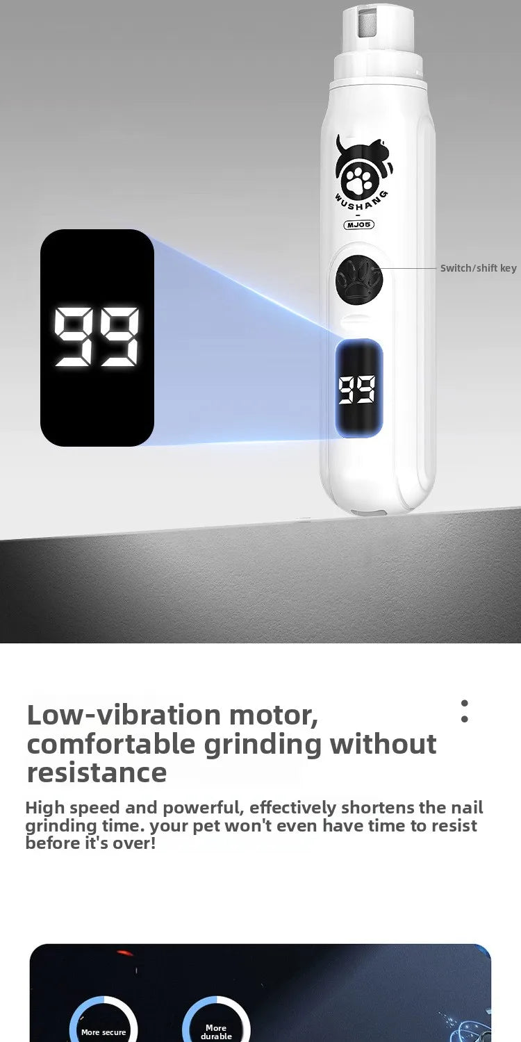 Grande Cortador de Unhas Elétrico para Animais de Estimação, Lixadeira de Unhas para Cães e Gatos, Aparador de Unhas para Higiene e Limpeza de Pets