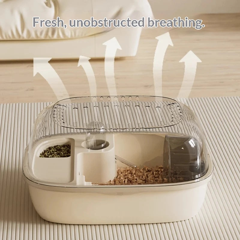 Gaiola de Luxo para Hamster Dourado de Grande Capacidade, Habitat Villa com Plataforma Grande de 2 Camadas, Ninho para Esconderijo, Suprimentos para Pequenos Animais de Estimação