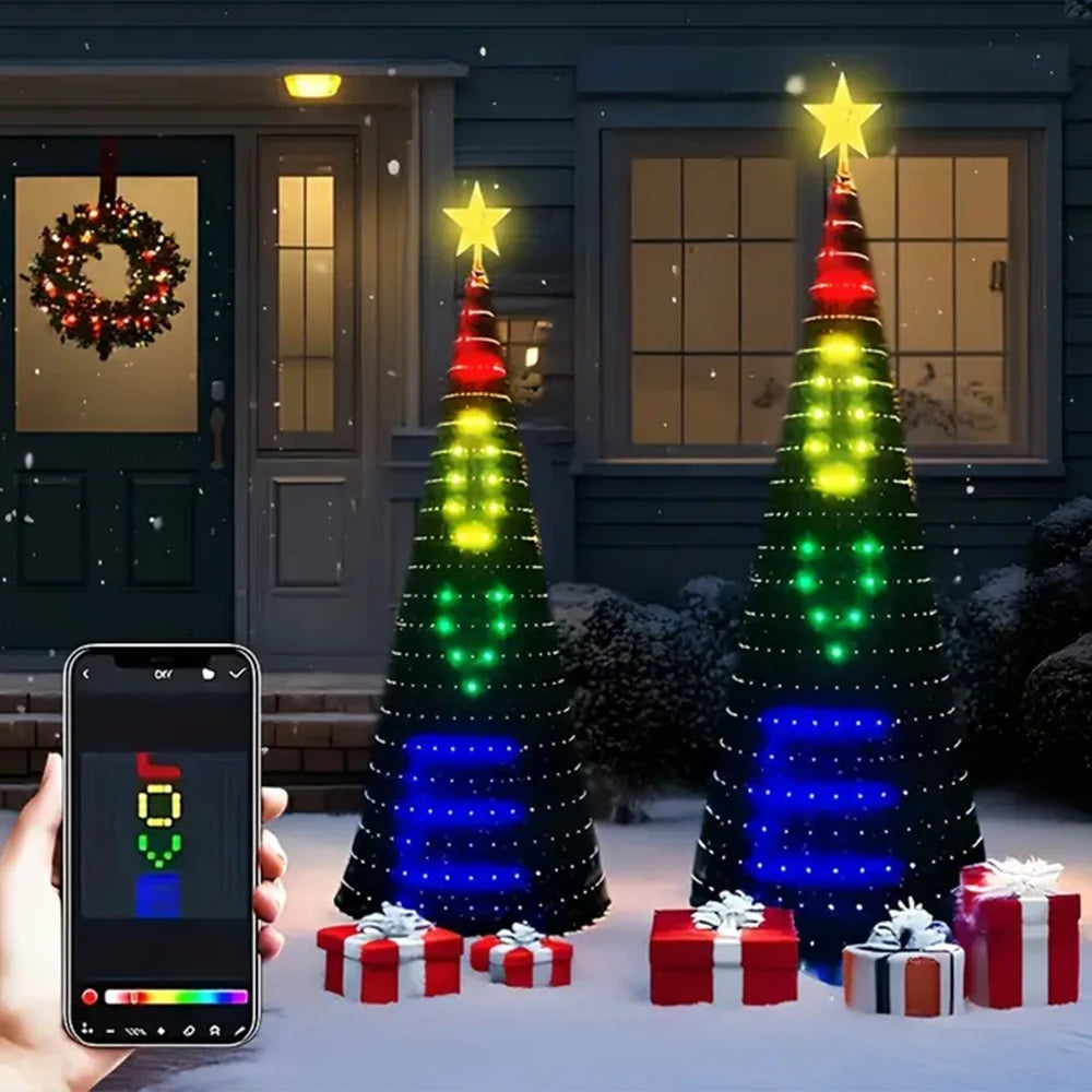 Luzes de Natal RGBIC de 1,8m com 400 LEDs, Luzes de Cordão para Festas com Texto Personalizável, IP65 à Prova d'Água para Decoração de Natal Interna e Externa
