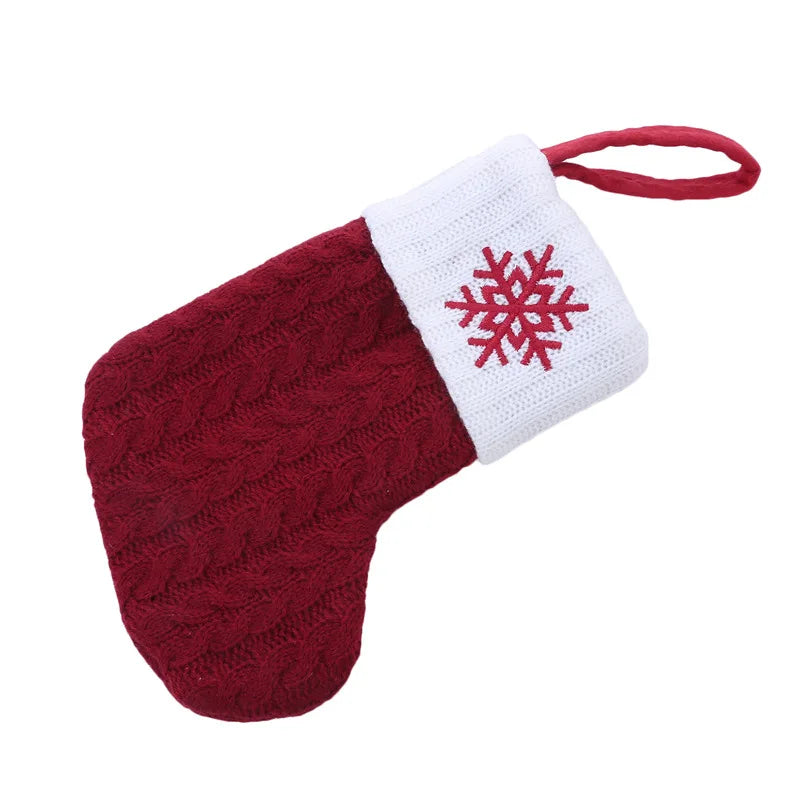 Meias de natal tricô floco de neve carta meia decoração de natal para casa 2024 ornamento de árvore de natal presente navidad natal 2025