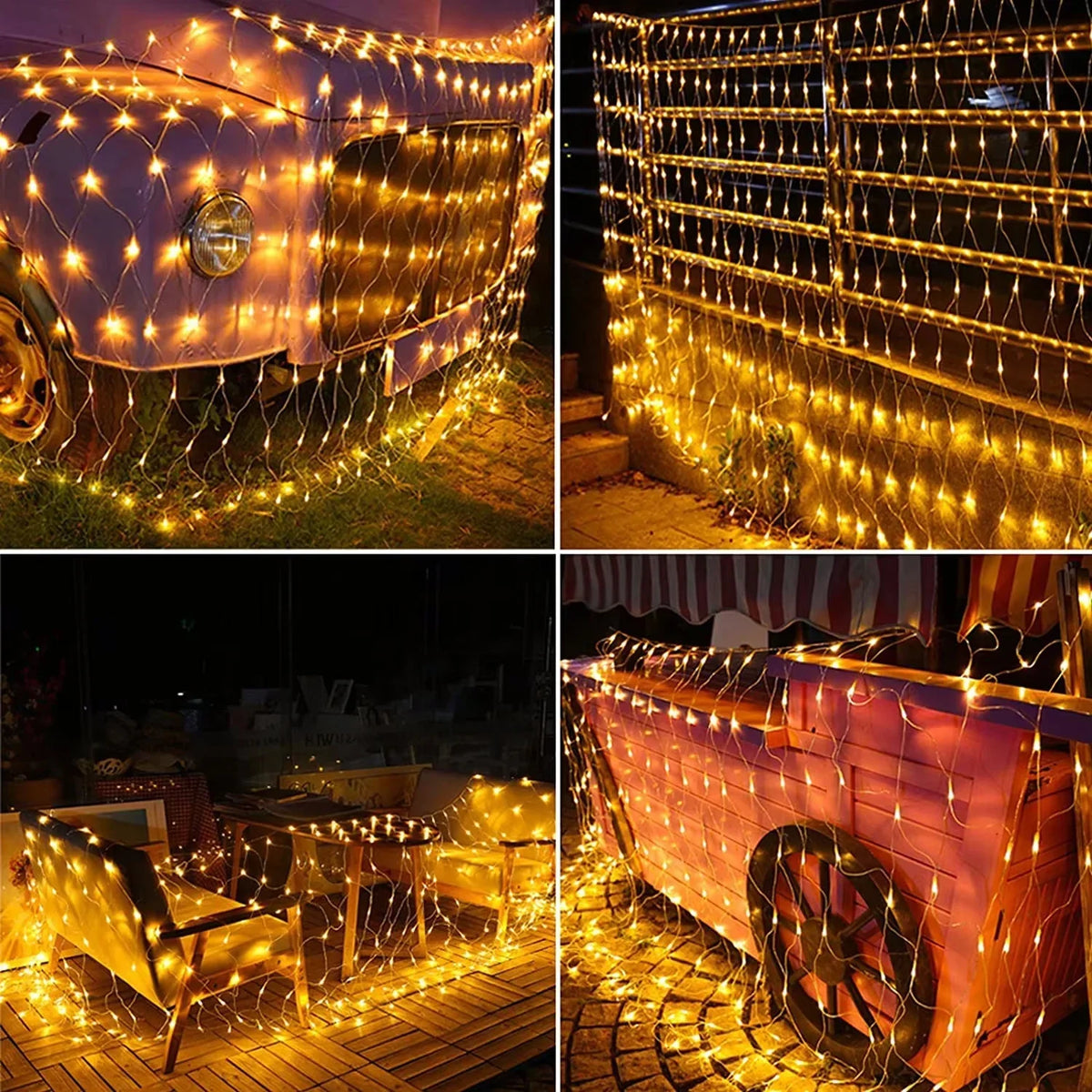 Decorações de natal lâmpada led rede de pesca luz ao ar livre à prova dwaterproof água rua árvore decoração luz festival casamento malha luz