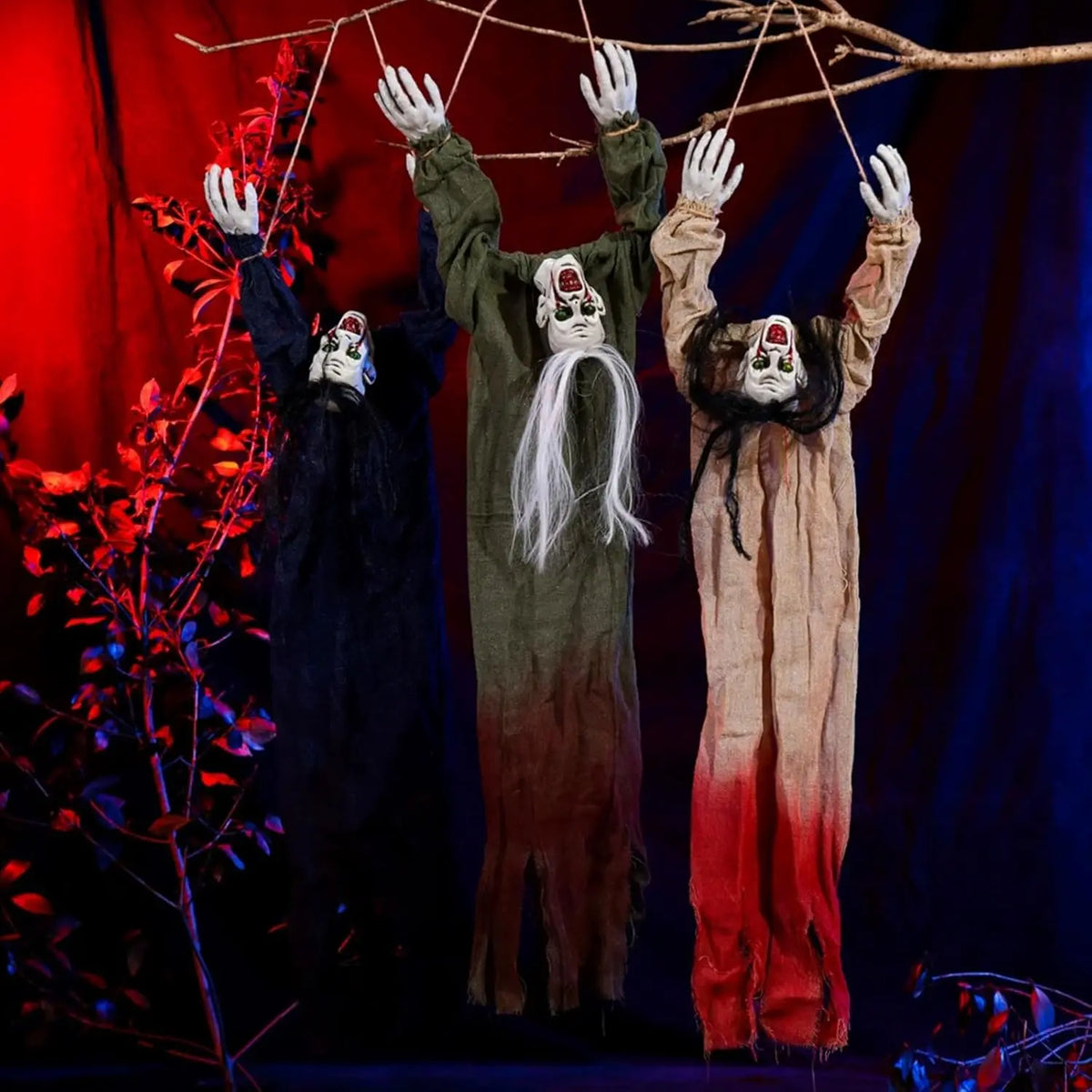 Halloween pendurado fantasma assustador esqueletos decoração suprimentos, casa assombrada assustadora voando decoração com quintal árvore varanda decoração