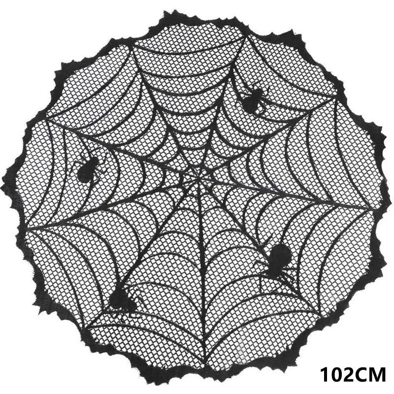 Kit de Decorações de Halloween: Toalha de Mesa com Teia de Aranha, Caminho de Mesa, Decoração para Lareira, Toalha de Mesa com Renda e Teia de Aranha, Decoração para Festa de Halloween - Kasa & Pet