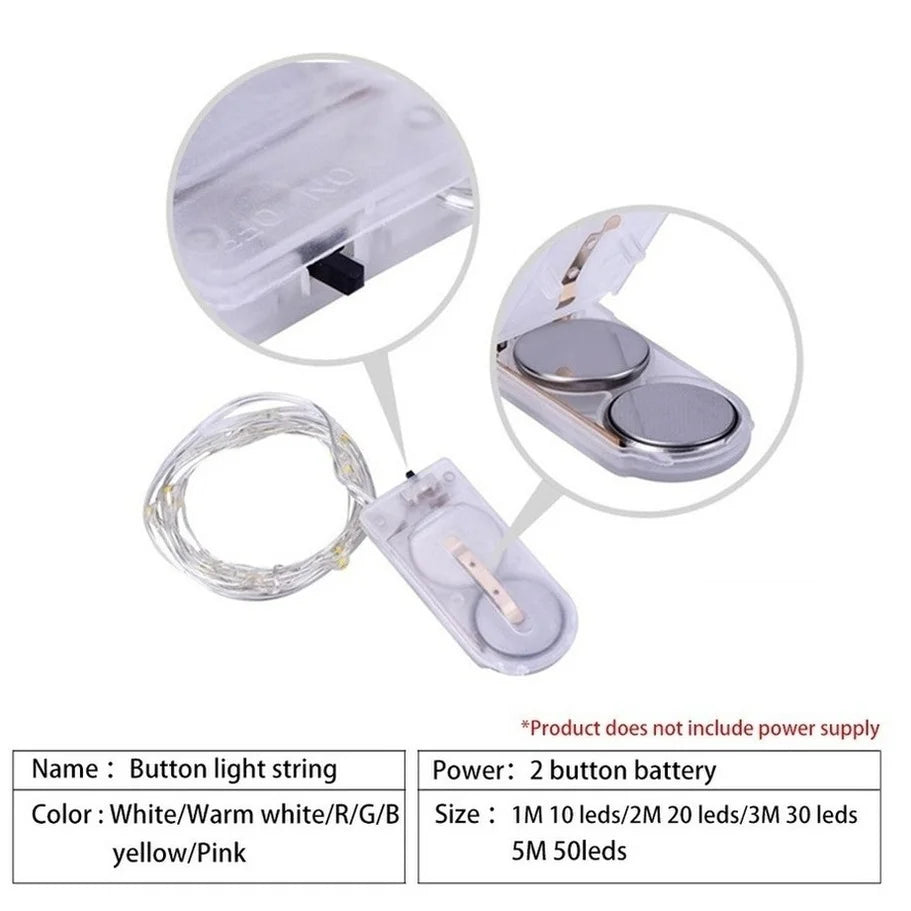 1 pçs 1m 2 3m 5m fio de cobre led luzes da corda iluminação do feriado guirlanda de fadas para a árvore de natal festa de casamento decoração natal