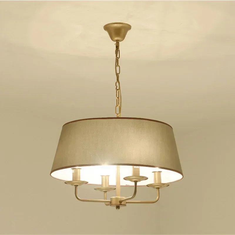 Vintage sala de estar iluminação casa pingente e14 cinza verde tecido abajur cobre ferro luz pingente iluminação do quarto interior