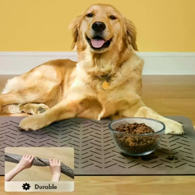 Tapete de alimentação para animais de estimação, absorvente, para comida e tigela de água com suporte de borracha à prova d'água, tapete de água de secagem rápida para cães e gatos