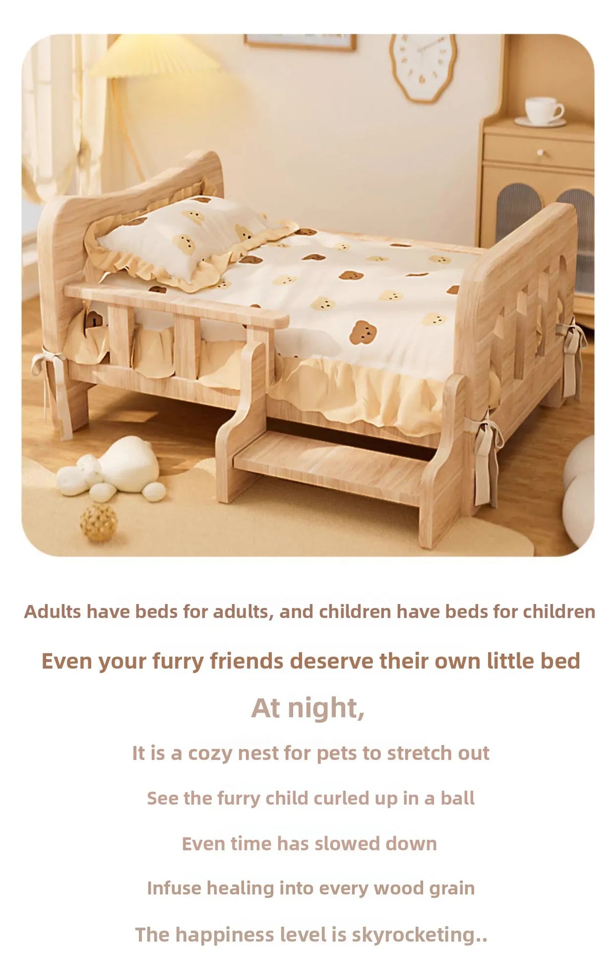 Cama para animais de estimação, cama para cães de madeira maciça, cama para gatos para todas as estações, sofá para dormir para animais de estimação, cama para gatos e cama para cães, prateleira para gatos, condomí