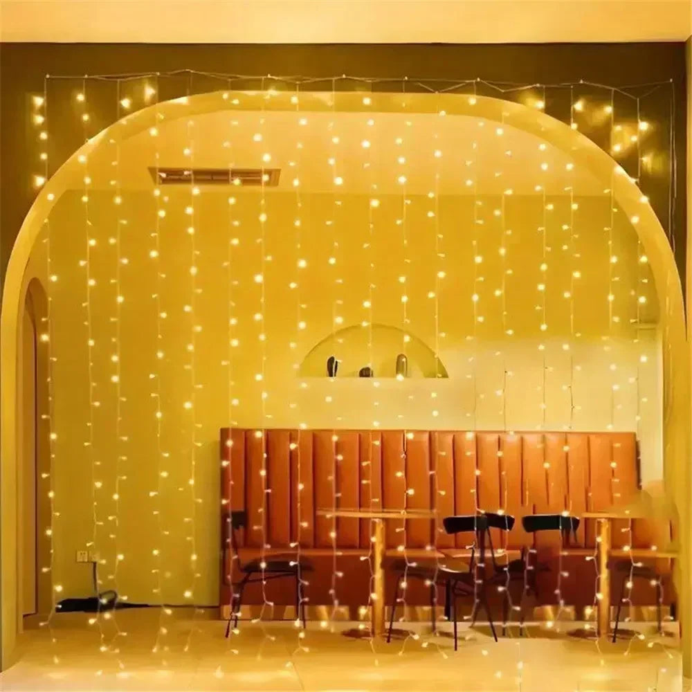 Luzes de Natal LED, Cortina de Luzes de Fada, Alimentadas por Bateria, 8 Modos, Decoração de Natal para Casa, Feriados, Ano Novo 2027, Lâmpada