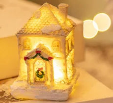 Enfeite de Natal em Resina, Casa em Miniatura, Decoração de Mesa, Figurinha de Aldeia Natalina, Decoração de Mesa para Casa de Férias, Presente de Natal