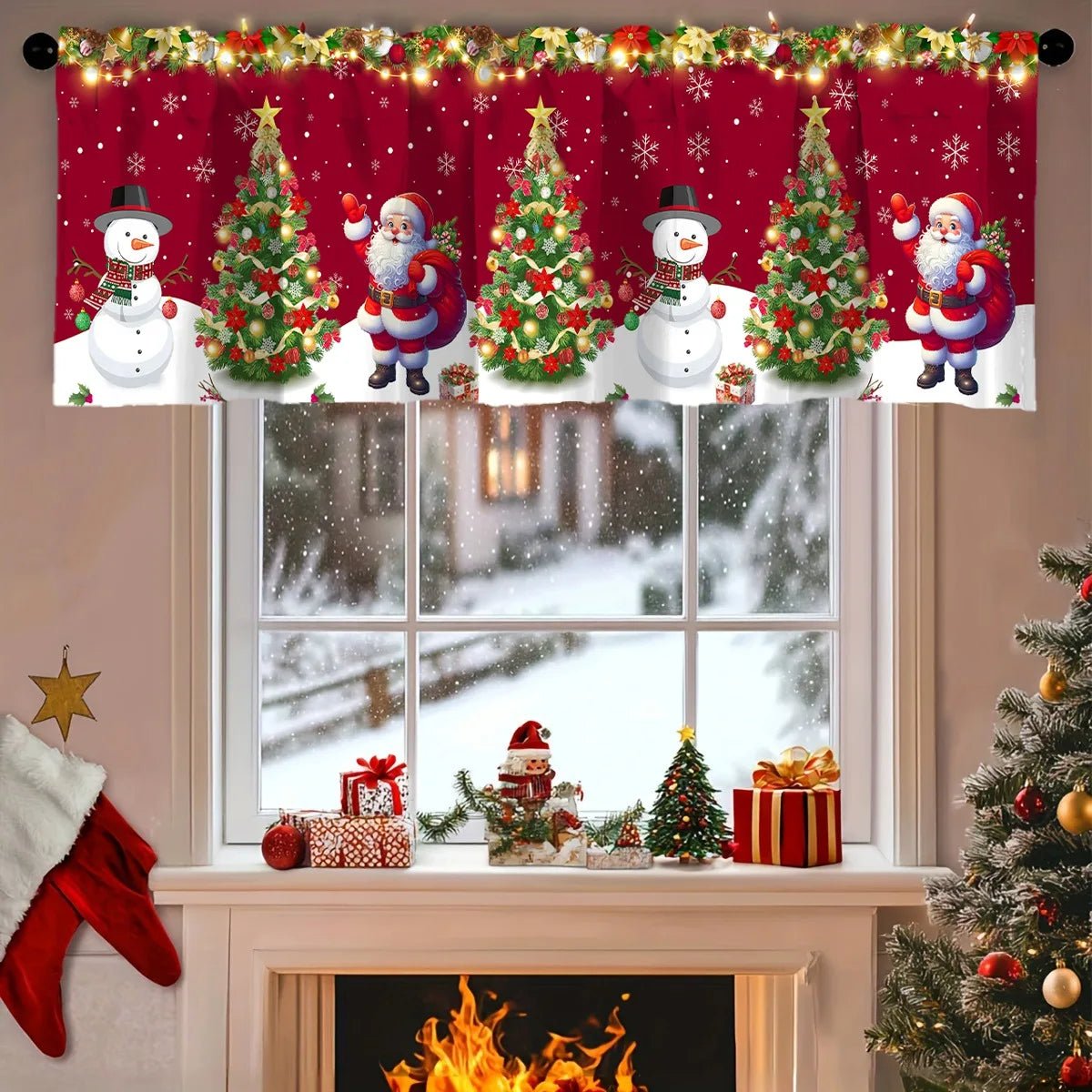 1/2 peças de cortina de Natal, decoração de Feliz Natal para casa, cortina de Natal 2025, enfeites de janela, presente de Natal 2026.