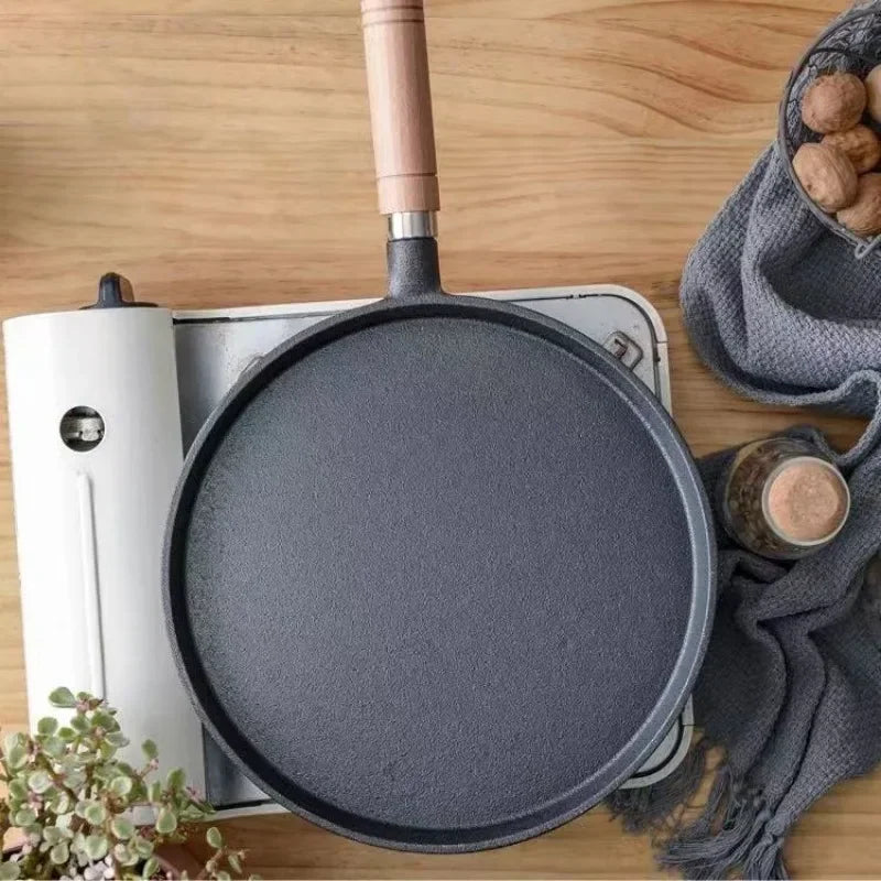Frigideira de ferro fundido de 26cm, não revestida, antiaderente, ovo, panqueca, crepe, bife, frigideira, fogão de indução a gás, panelas de cozinha Kasa & Pet Store