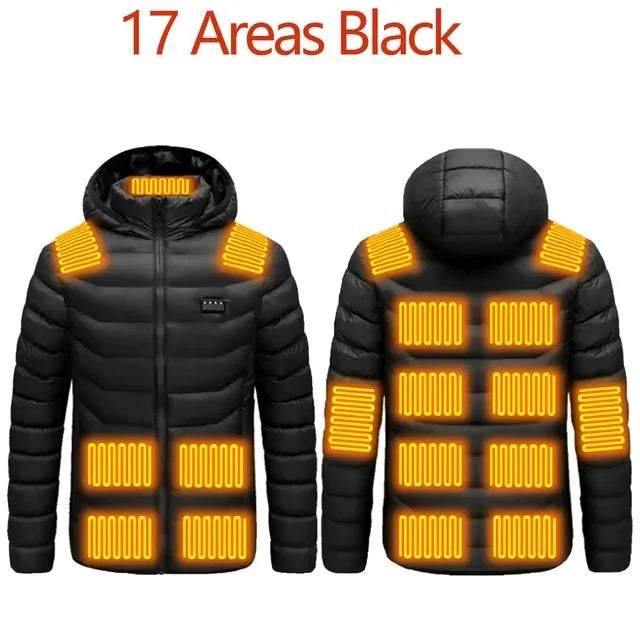 Men's Winter Warm USB Heating Parka Smart Thermostat Pure Color Hooded Heated Jacket Bobojaco Padded Clothing