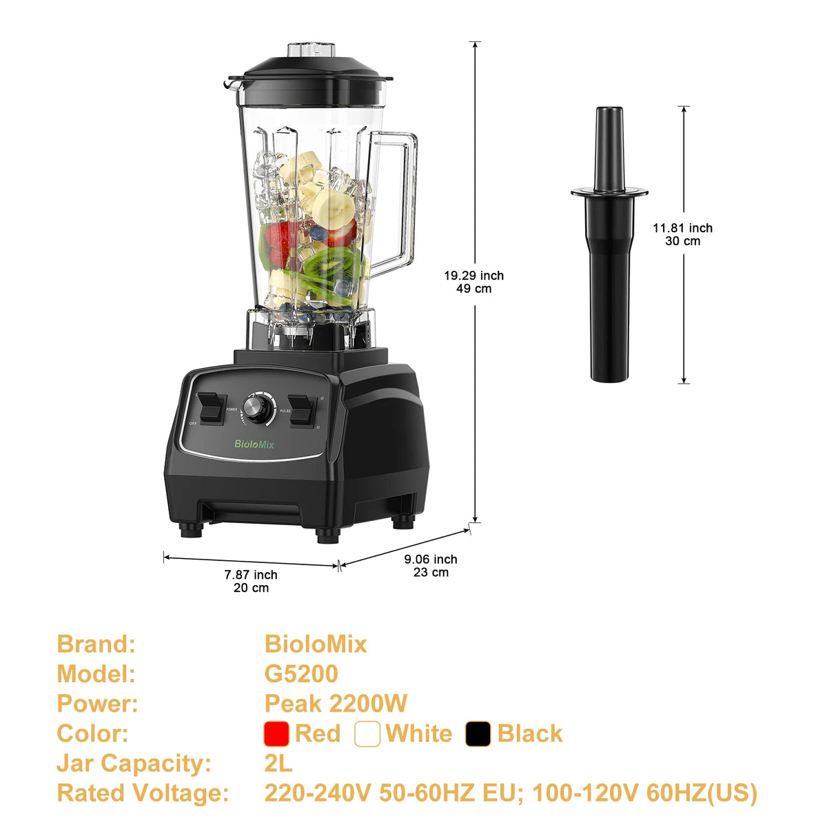 Bpa livre 3hp 2200w liquidificador de grau comercial resistente misturador espremedor processador alimentos alta potência smoothie gelo barra liquidificador frutas