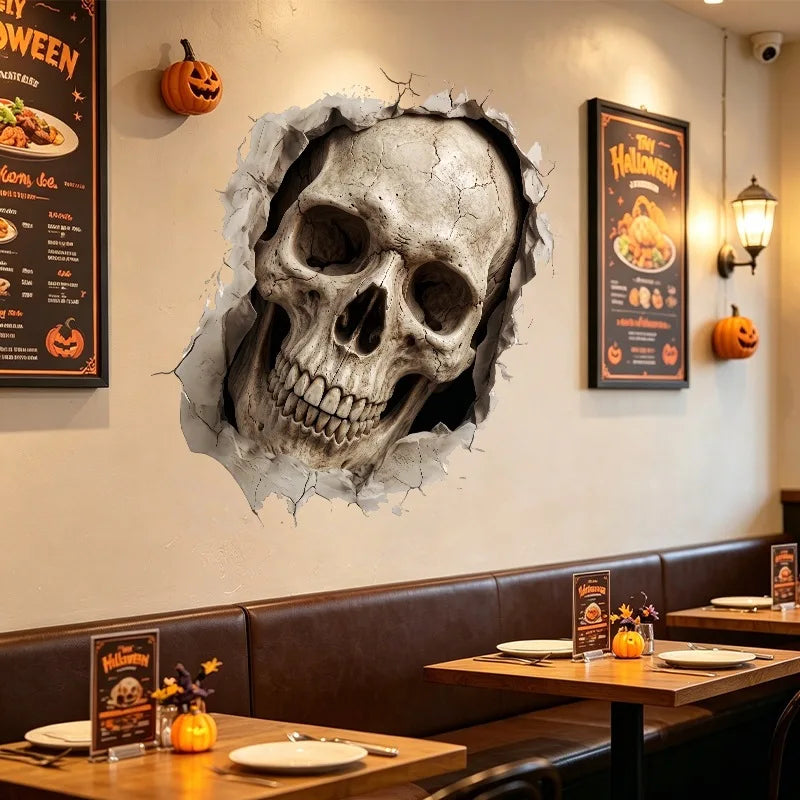 Adesivos de Parede de Esqueleto de Halloween, Decoração Divertida para Sala de Estar e Quarto