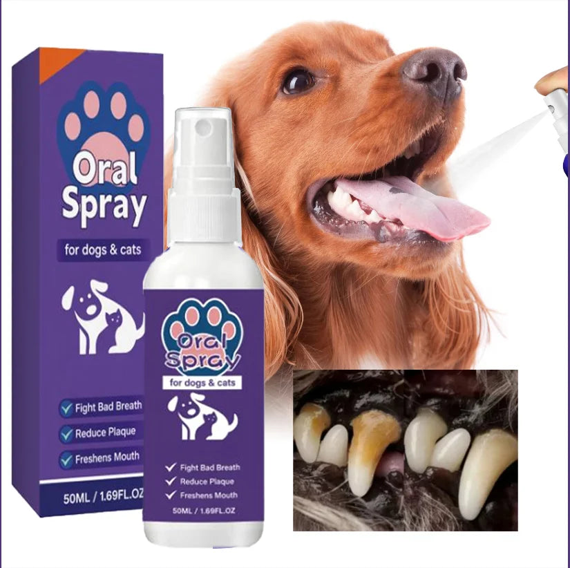 Spray de Cuidado Oral para Cães Limpeza de Dentes de Animais de Estimação Hálito Fresco Higiene Dental Diária Cuidado Suave para a Boca Fácil de Usar