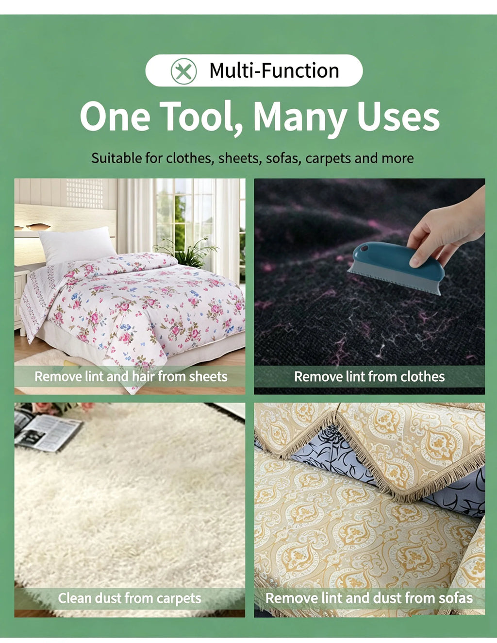Escova portátil removedora de pelos de animais, ferramenta reutilizável para remover pelos de cães e gatos, limpador de pelos para sofá, roupas, carpete, assento de carro e cama de animais.