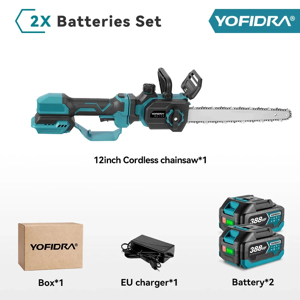 Yofidar 12 Polegada pólo telescópico sem escova motosserra elétrica jardim carpintaria poda serra para makita 18-21v bateria pino