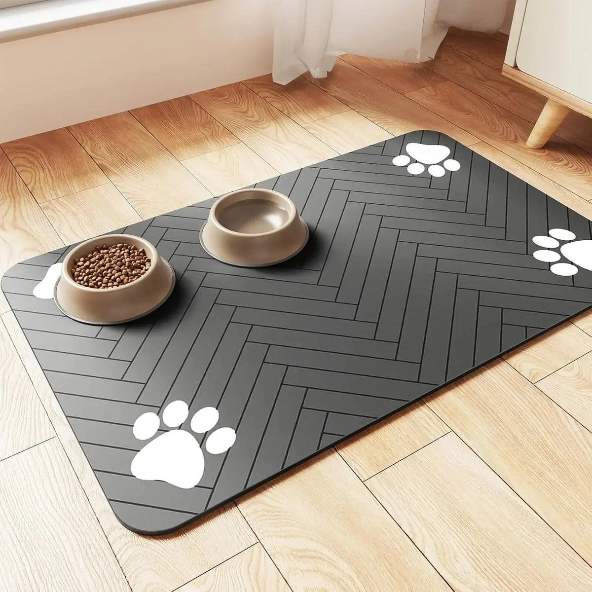 Tapete de alimentação para animais de estimação, absorvente, suporte de borracha, secagem rápida, tapete de água para cães e gatos, comida e tigela de água com à prova d'água