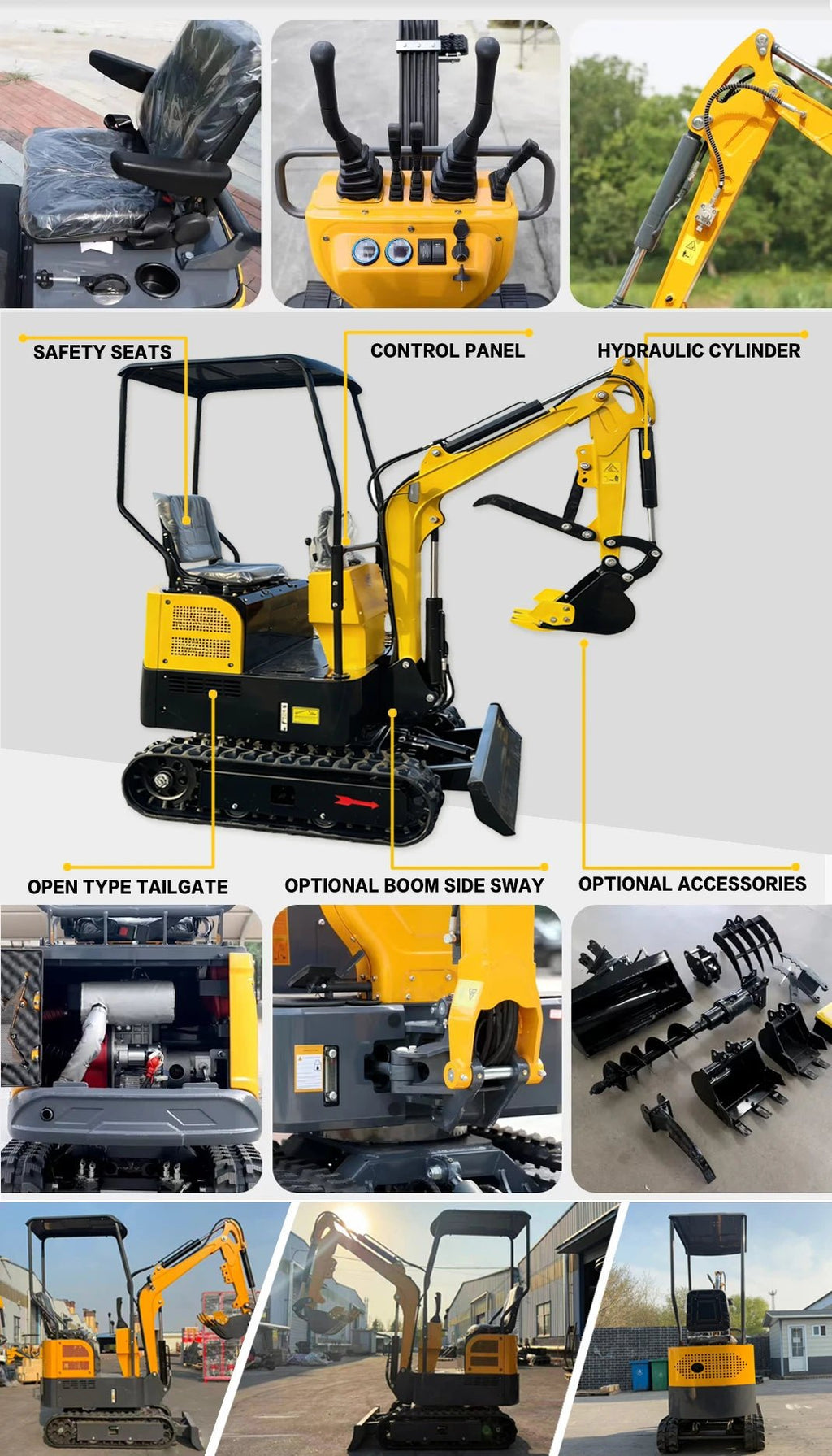 Escavadeira Personalizada de 3,5 Toneladas com Motor Kubota EPA Euro 5, Escavadeira de Esteira para Fazenda, Mini Escavadeira Doméstica de 1 Tonelada e 2 Toneladas