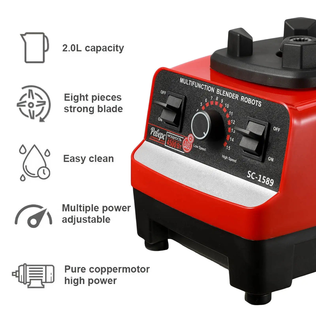 Liquidificador Comercial de Alta Potência 400W, Mixer Estacionário, Processador de Alimentos para Smoothies e Gelo, Liquidificador de Alta Potência para Cozinha, Livre de BPA