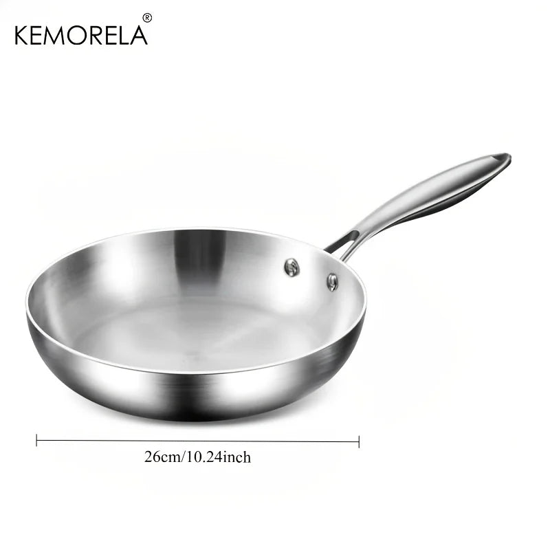 Frigideira de aço inoxidável KEMORELA 316, design polido espelhado, vários tamanhos de aço inoxidável de três camadas para fogões de indução Kasa & Pet Store