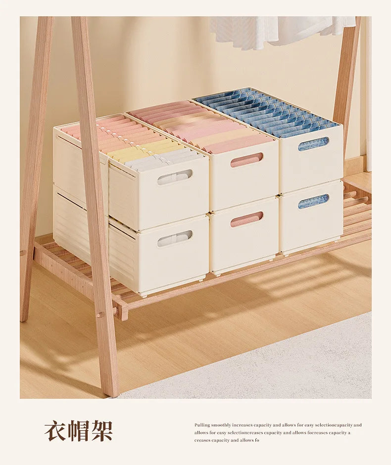 Organizador de Roupas Ajustável em 3 Peças, Organizador de Closet Empilhável, Organizadores de Roupas em Camadas e Classificados
