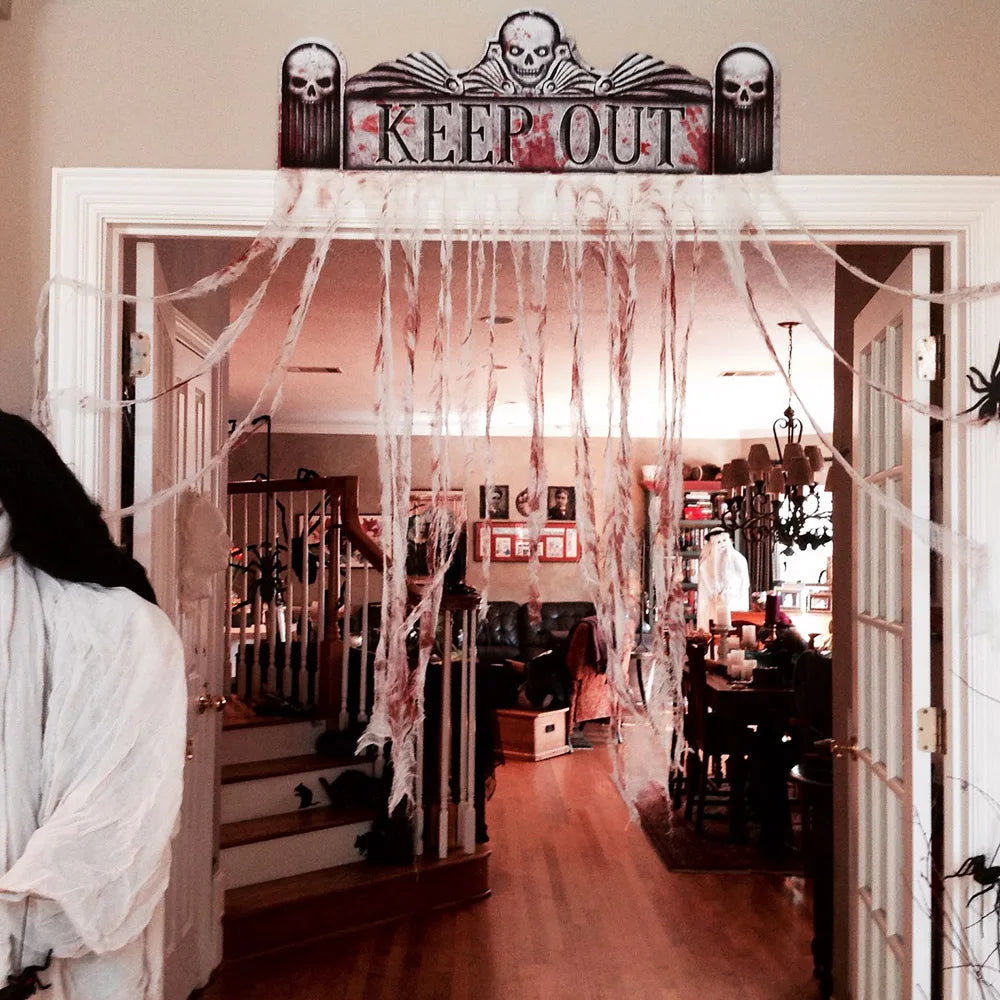 Pano De Bandagem De Sangue Para Decoração De Halloween, Gaze Sangrenta De Terror, Assustadora Artificial, Fita De Advertência, Decoração Da Casa Assombrada