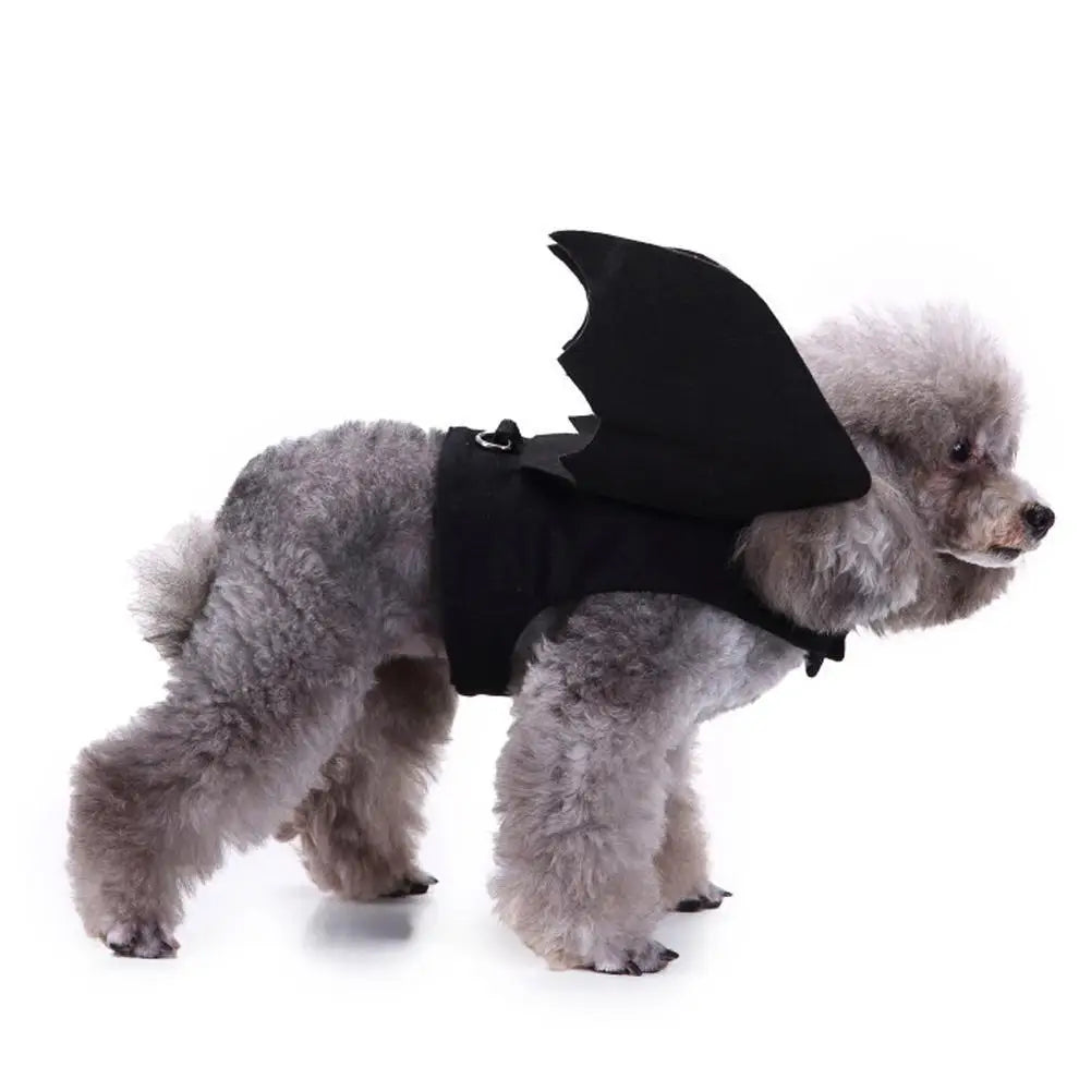 -Disfraz de animal de estimação de Halloween - Fantasia de arnês de asas de morcego pretas fofas para gatos e cães, cosplay de festa de Halloween, suprimentos para animais de estimação