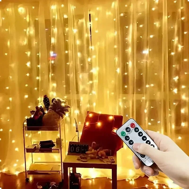 Decoração de casa de natal usb 8 modos luzes guirlanda de fadas led cortina luzes da corda com controle remoto para o quarto casamento