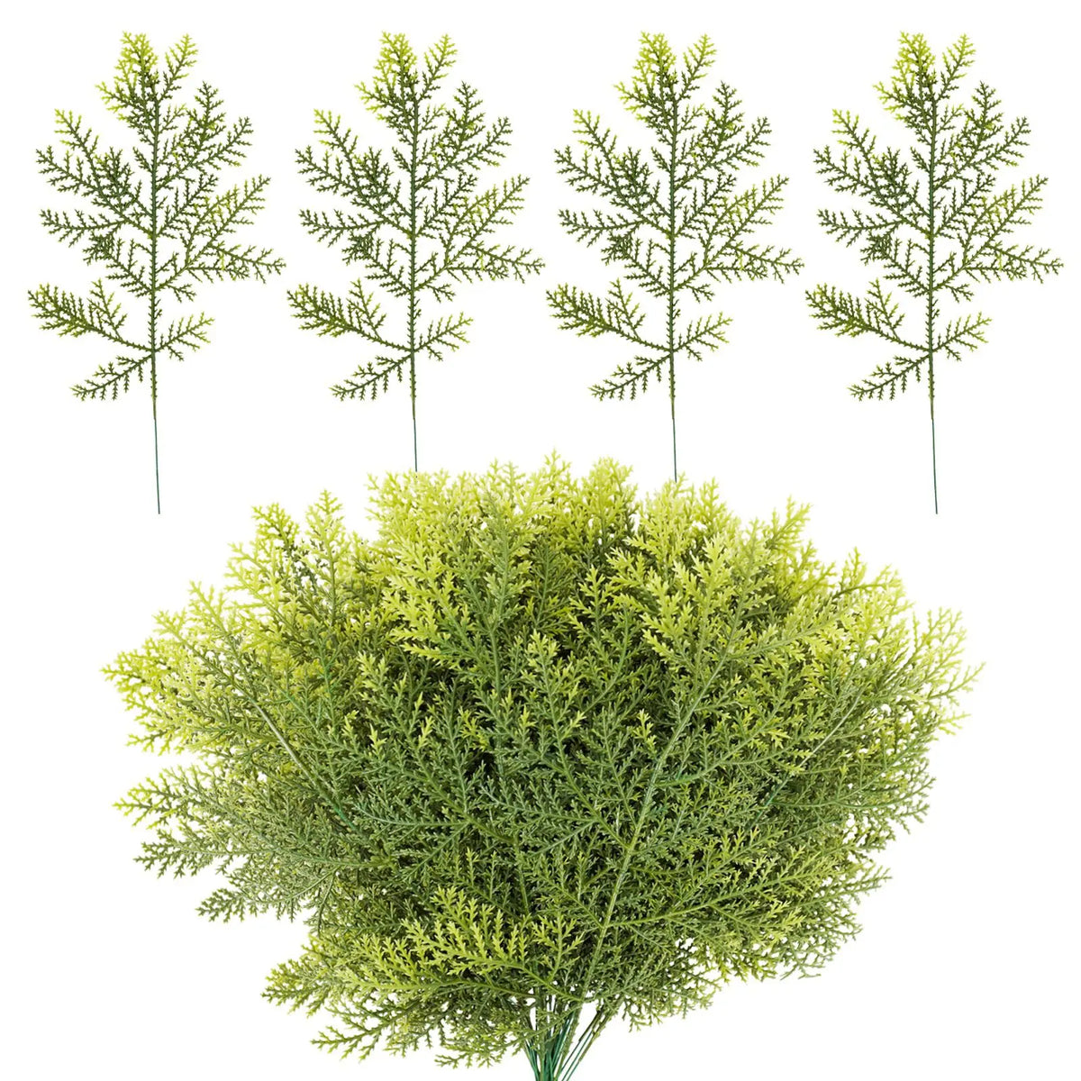 Artificial Pine Branches Simulação, Planta verde, Folhas falsas, Natal, Ano Novo, Decoração do lar