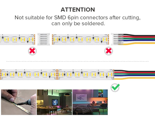 Fita de LED 5m 5050 RGBCCT 5 em 1 com 112 LEDs/m, 6 pinos, RGBCW RGBWW RGBW RGB WW CW 3000K-6000K, 12mm, Luzes LED DC24V